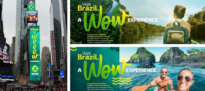 Uau! Brasil ilumina Times Square em nova campanha promovida pela Embratur: “Visit Brazil. A wow experience”